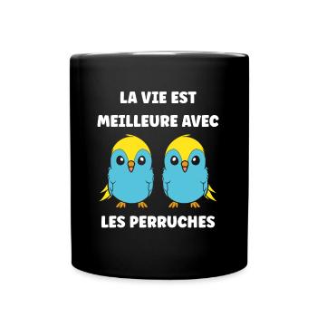 Oiseaux perruches humour petite perruche - Mug uni - noir - Devant