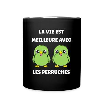 Oiseaux perruches humour petite perruche - Mug uni - noir - Devant
