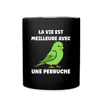 Oiseaux perruches humour petite perruche - Mug uni - noir - Devant
