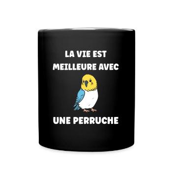 Oiseaux perruches humour petite perruche - Mug uni - noir - Devant