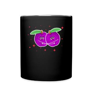 Cute Plum Couple Hugging Plum Fruit Lovers - Tasse einfarbig - Schwarz - Vorne