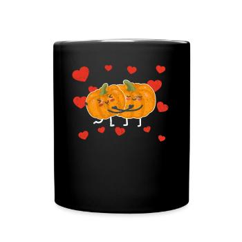 Cute Pumpkin Couple Hugging Pumpkin Fruit Lovers - Tasse einfarbig - Schwarz - Vorne