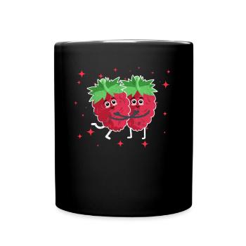 Cute Raspberry Couple Hugging Raspberry Fruit - Tasse einfarbig - Schwarz - Vorne
