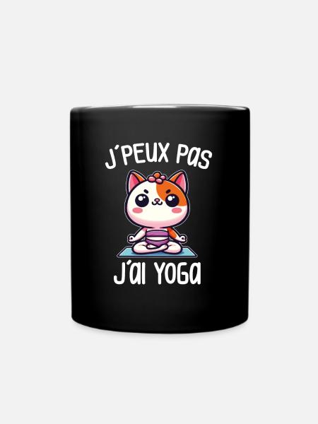 J'Peux Pas J'ai Yoga Chat - Cadeau Femme Yogi - Mug uni - noir