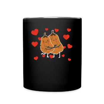 Couple mignon de courge étreignant les amateurs de légumes de courge - Mug uni - noir - Devant