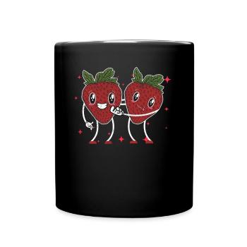 Couple mignon de fraises étreignant les amateurs de fraises - Mug uni - noir - Devant