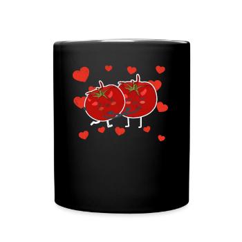 Cute Tomato Couple Hugging Tomato Fruit Lovers - Tasse einfarbig - Schwarz - Vorne