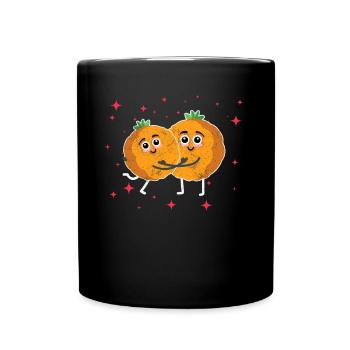 Cute Tangerine Couple Hugging Tangerine Lovers - Full Colour Mug - black - Front