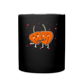 Cute Uchuva Couple Hugging Uchuva Fruit Lovers - Tasse einfarbig - Schwarz - Vorne