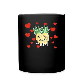 Couple de navets mignon étreignant les amateurs de légumes de navet - Mug uni - noir - Devant