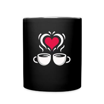 Coffee Illustration Heart Love Valentine's Day - Full Colour Mug - black - Front
