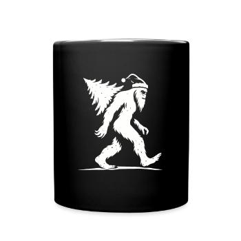 Bigfoot Noël Sapin Cadeau Humour - Mug uni - noir - Devant