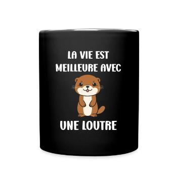 Humour petite loutre - Mug uni - noir - Devant