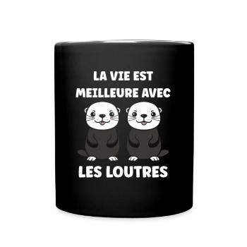 Humour petite loutre - Mug uni - noir - Devant