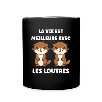 Humour petite loutre - Mug uni - noir - Devant