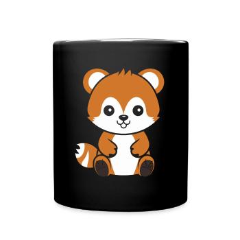 Renard amour Petit panda roux - Mug uni - noir - Devant