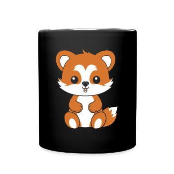Renard amour Petit panda roux - Mug uni - noir - Devant