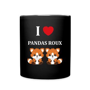 Renard amour Petit panda roux - Mug uni - noir - Devant