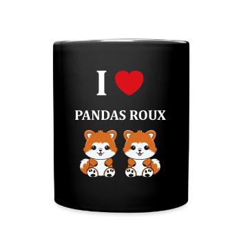 Renard amour Petit panda roux - Mug uni - noir - Devant