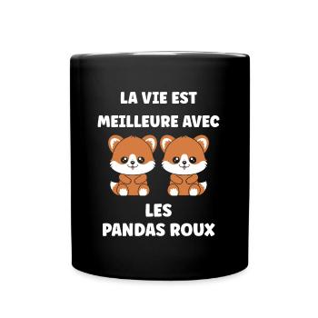 Renard amour Petit panda roux - Mug uni - noir - Devant