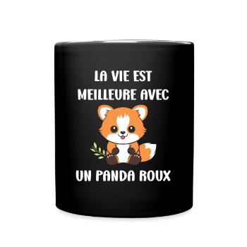 Renard amour Petit panda roux - Mug uni - noir - Devant