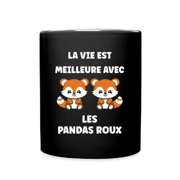 Renard amour Petit panda roux - Mug uni - noir - Devant