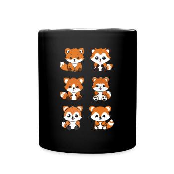 Renard amour Petit panda roux - Mug uni - noir - Devant
