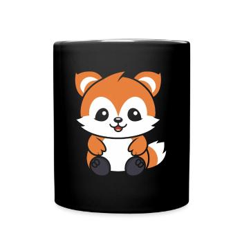 Renard amour Petit panda roux - Mug uni - noir - Devant