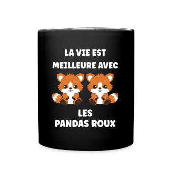 Renard amour Petit panda roux - Mug uni - noir - Devant