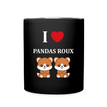 Renard amour Petit panda roux - Mug uni - noir - Devant