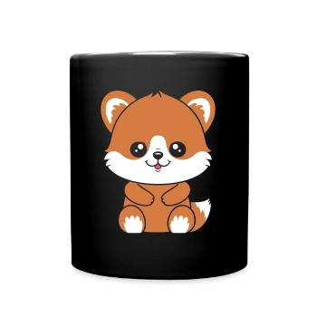 Renard amour Petit panda roux - Mug uni - noir - Devant