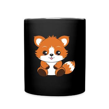 Renard amour Petit panda roux - Mug uni - noir - Devant
