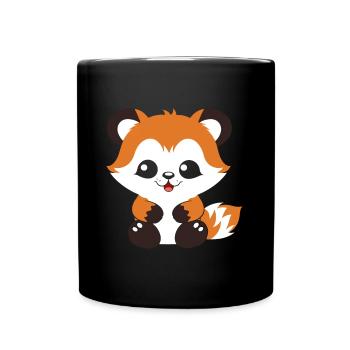 Renard amour Petit panda roux - Mug uni - noir - Devant