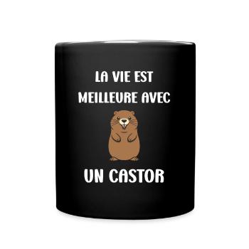 Humour petit castor - Mug uni - noir - Devant