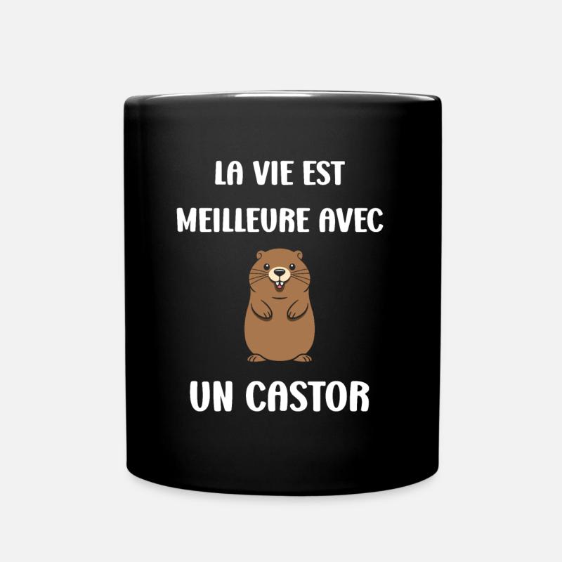 Humour petit castor - Mug uni - noir