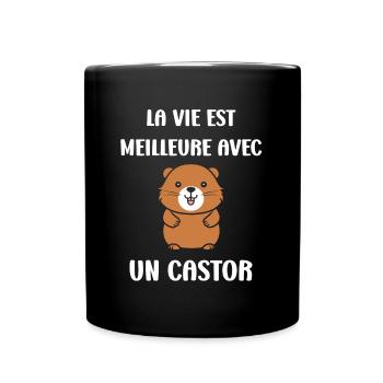 Humour petit castor - Mug uni - noir - Devant