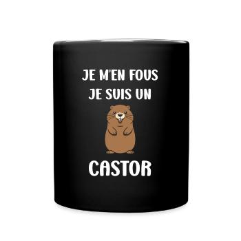 Humour petit castor - Mug uni - noir - Devant