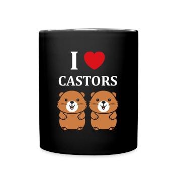 Humour petit castor - Mug uni - noir - Devant
