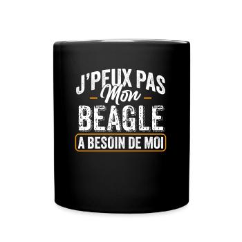 J'Peux Pas Mon Beagle A Besoin De Moi - Mug uni - noir - Devant