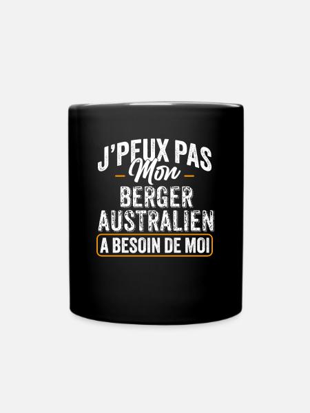 J'Peux Pas Mon Berger Australien A Besoin De Moi - Mug uni - noir