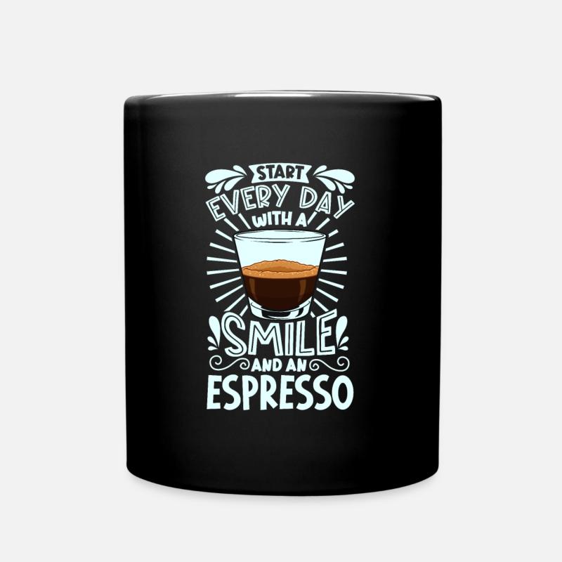 Lächeln mit Espresso - Tasse einfarbig - Schwarz