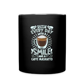 Lächeln mit Caffè macchiato - Tasse einfarbig - Schwarz - Vorne