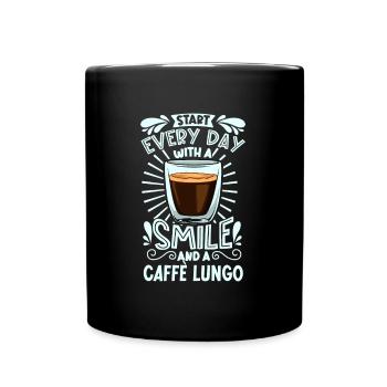 Lächeln mit Caffè Lungo - Tasse einfarbig - Schwarz - Vorne