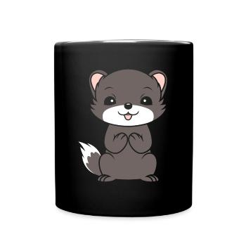 Humor kleines Wiesel - Tasse einfarbig - Schwarz - Vorne
