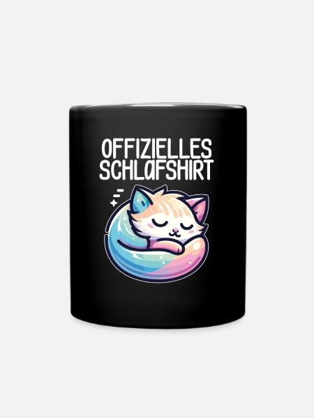 Katze Offizielles Schlafshirt - Langschläfer - Tasse einfarbig - Schwarz