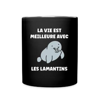 Drôle bébé minimaliste simple petit lamantin - Mug uni - noir - Devant