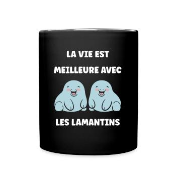 Drôle bébé minimaliste simple petit lamantin - Mug uni - noir - Devant