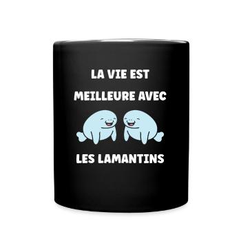 Drôle bébé minimaliste simple petit lamantin - Mug uni - noir - Devant