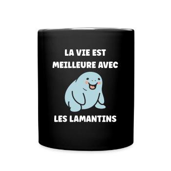 Drôle bébé minimaliste simple petit lamantin - Mug uni - noir - Devant