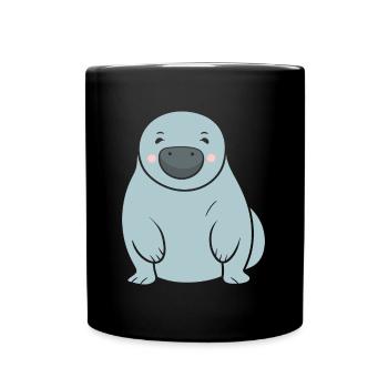 Funny Simple Minimalist Baby Little Manatee - Full Colour Mug - black - Front